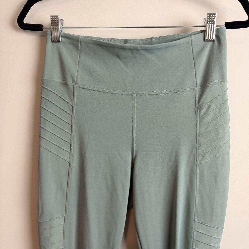 Athleta Delancey Moto Tight Leggings Women Small Green High Rise Zip Ankle 27” - Picture 5 of 16